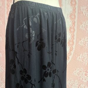 Vintage Spencer Alexis Black Floral Burnout Midi Skirt | Made in USA